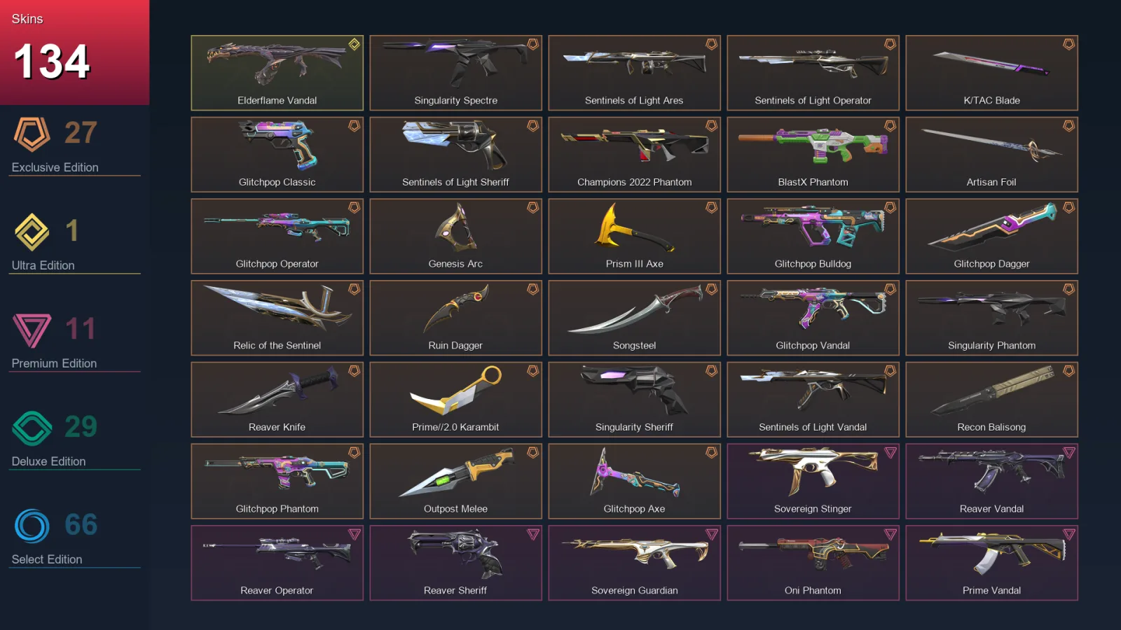 AP | Lv271 | Unranked | 134 Skin | 21 Agent | 146 Buddy