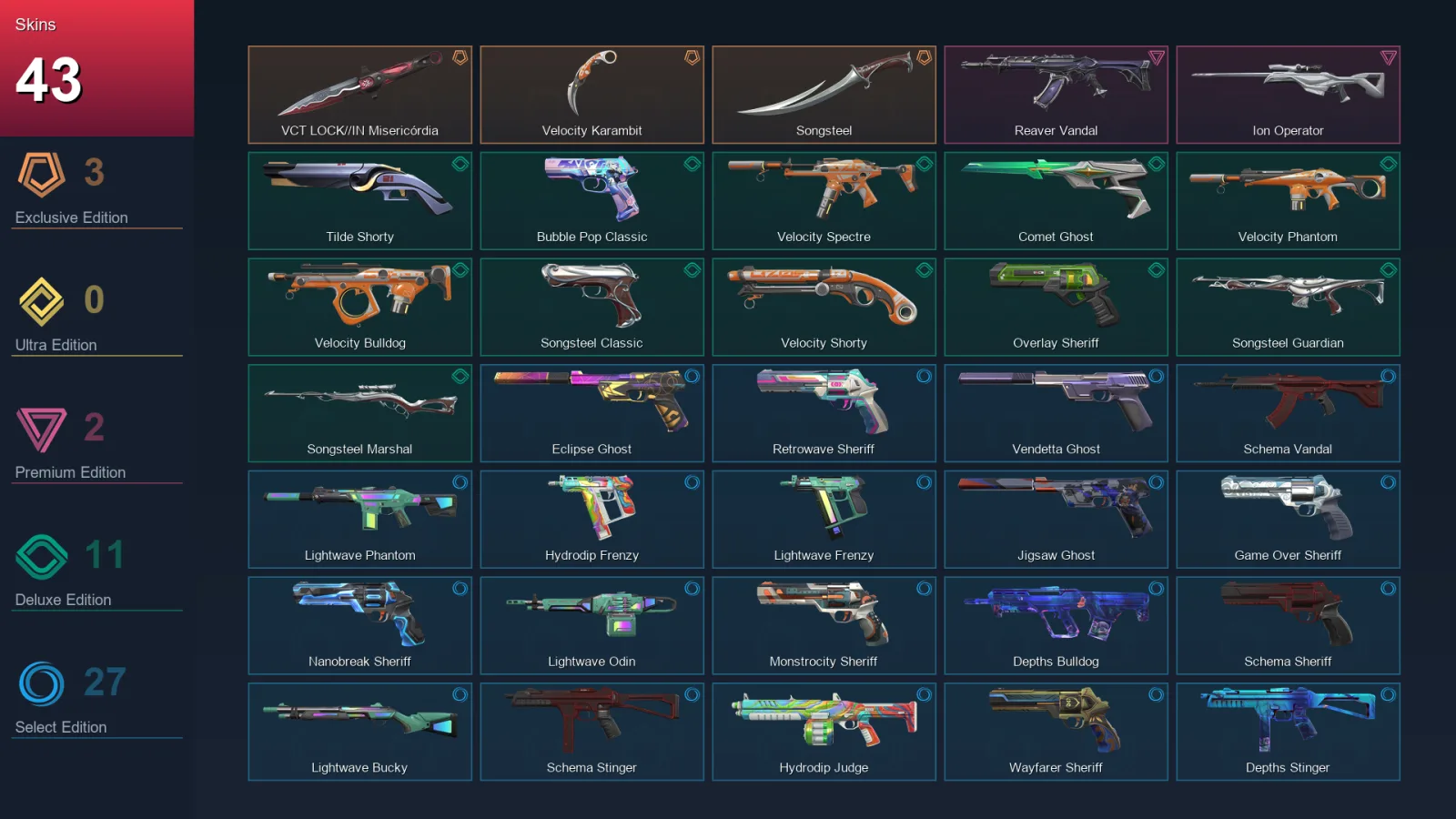 AP | Lv293 | Unranked | 43 Skin | 28 Agent | 99 Buddy — Valorant account