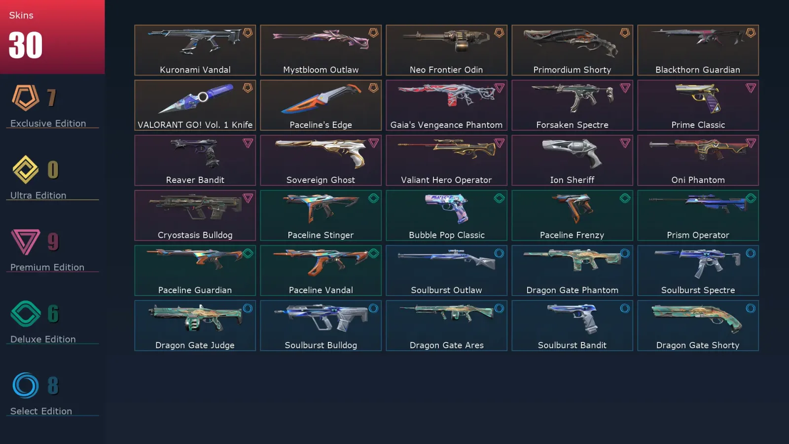 [Valorant] | EU | Level 69 | 20 Agents | 30 Skins