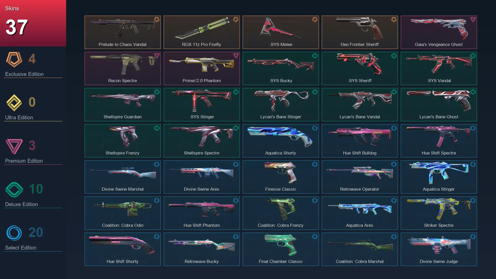 EU | Lv79 | Unranked | 37 Skin | 17 Agent | 47 Buddy