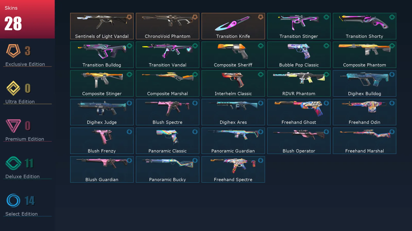 [Valorant] | EU | Level 115 | 28 Agents | 28 Skins