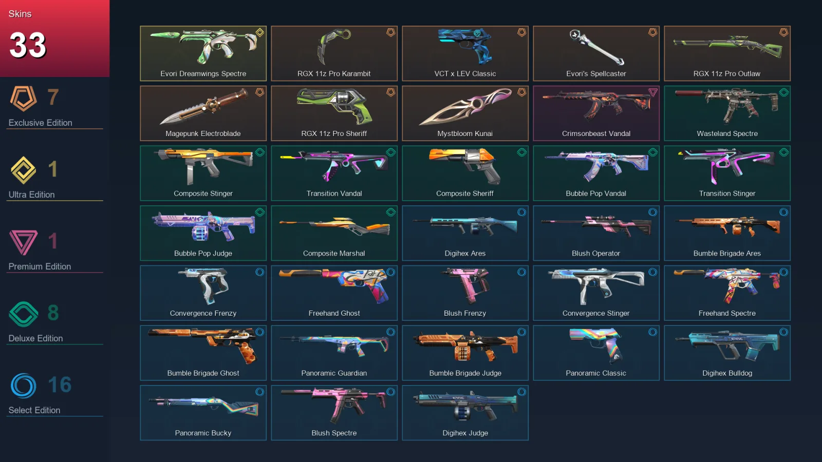 LA | Lv55 | Unranked | 33 Skin | 14 Agent | 38 Buddy