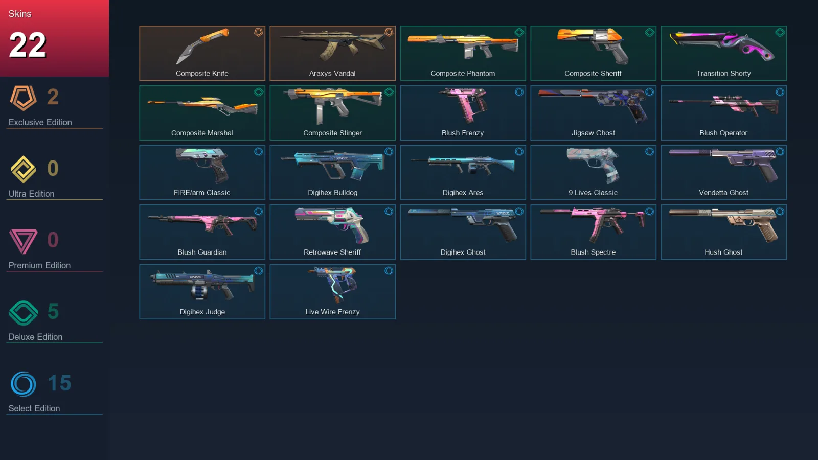 AP | Lv151 | Unranked | 22 Skin | 25 Agent | 64 Buddy