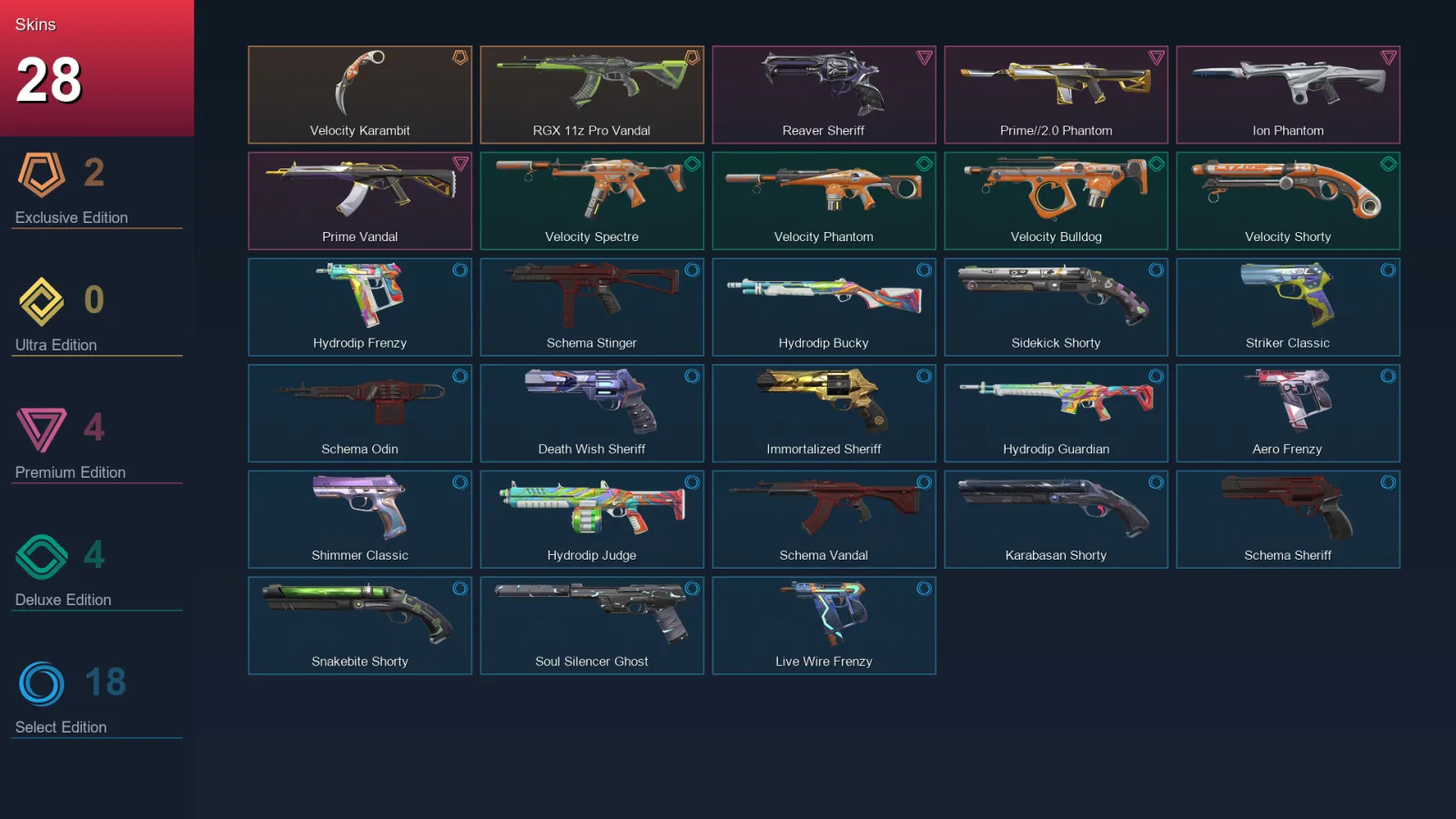 AP | Lv167 | Unranked | 28 Skin | 25 Agent | 72 Buddy