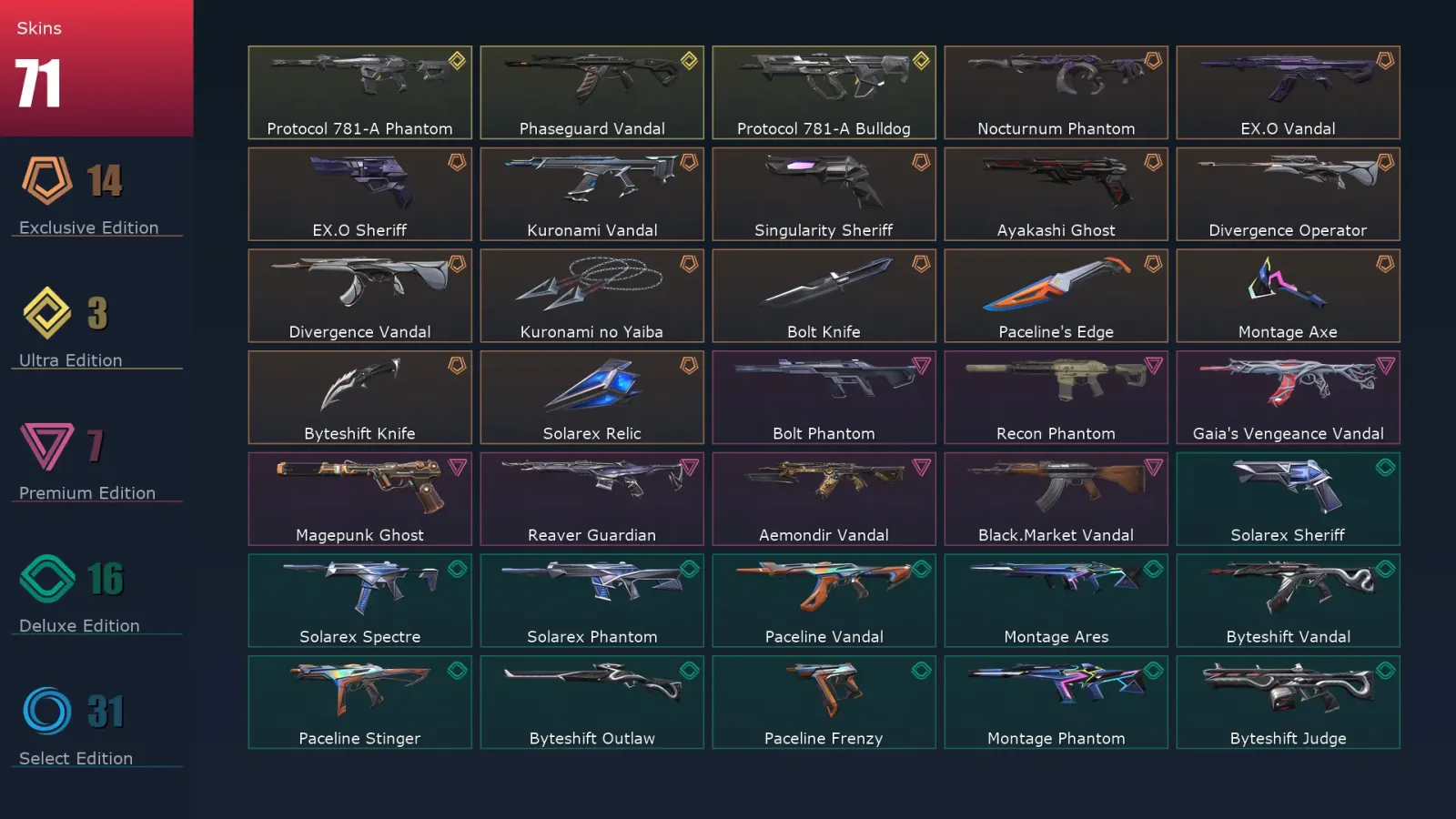 [Valorant] | EU | Level 121 | Ascendant 1 | 29 Agents | 71 Skins — Valorant account