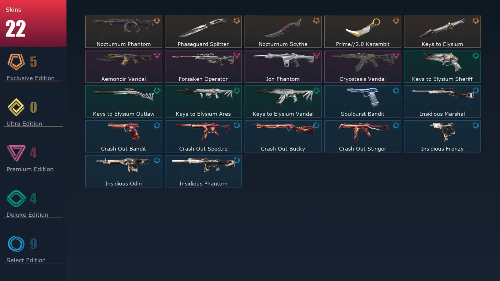 [Valorant] | EU | Level 41 | Ascendant 2 | 16 Agents | 22 Skins