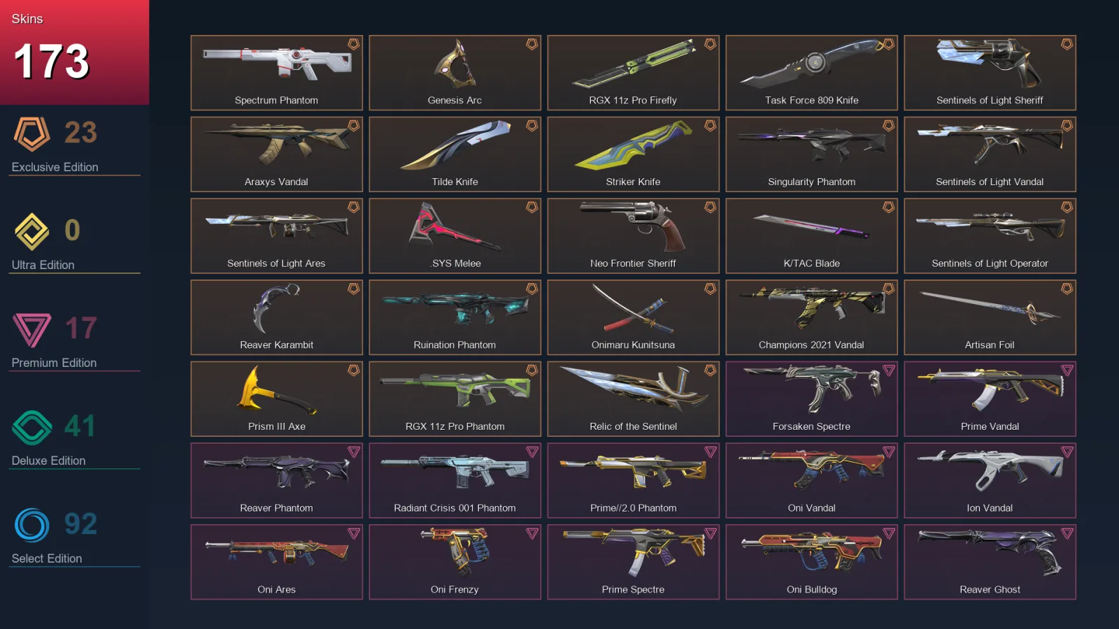 AP | Lv272 | Unranked | 173 Skin | 26 Agent | 156 Buddy