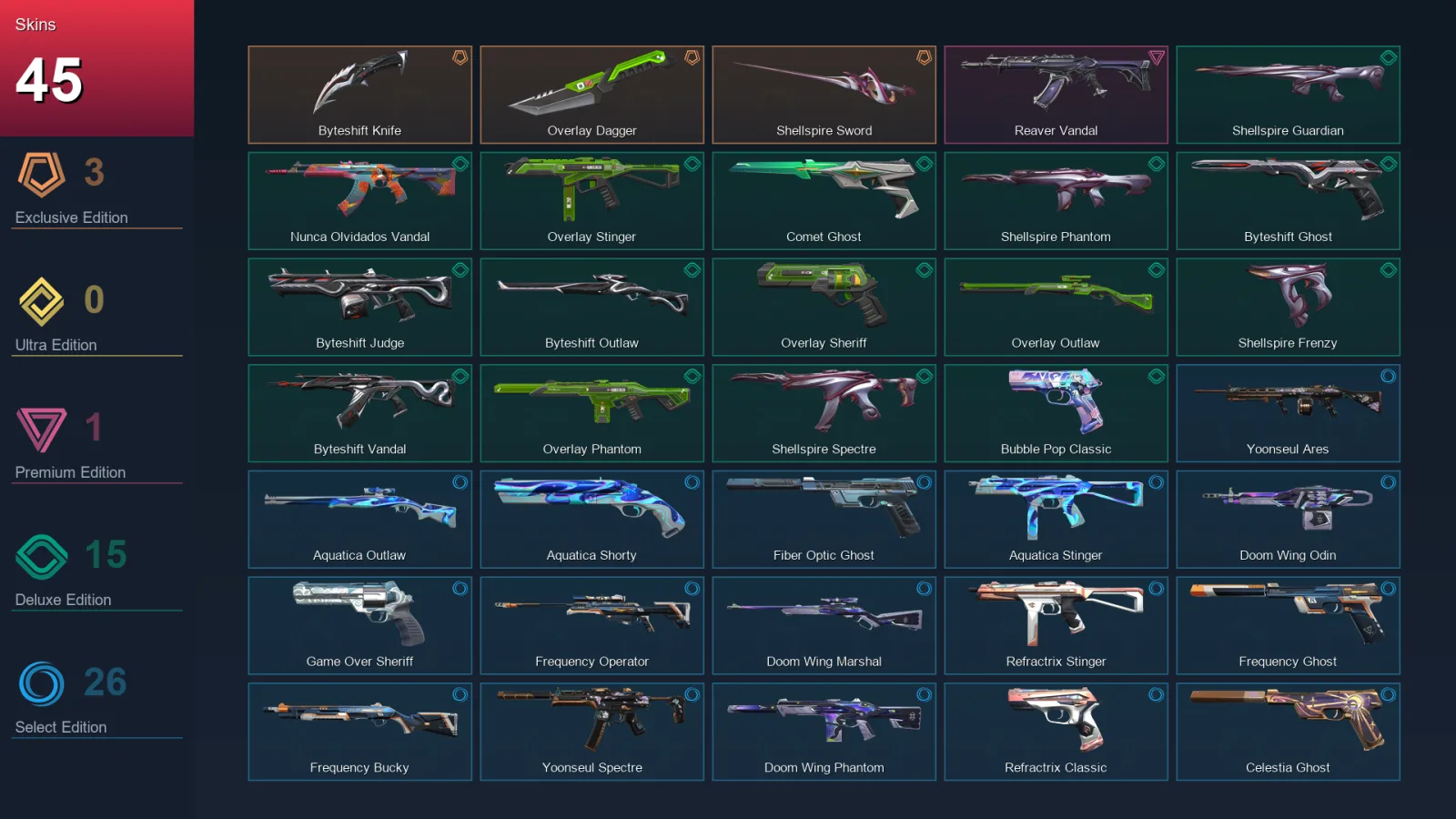 BR | Lv202 | Unranked | 45 Skin | 29 Agent | 84 Buddy