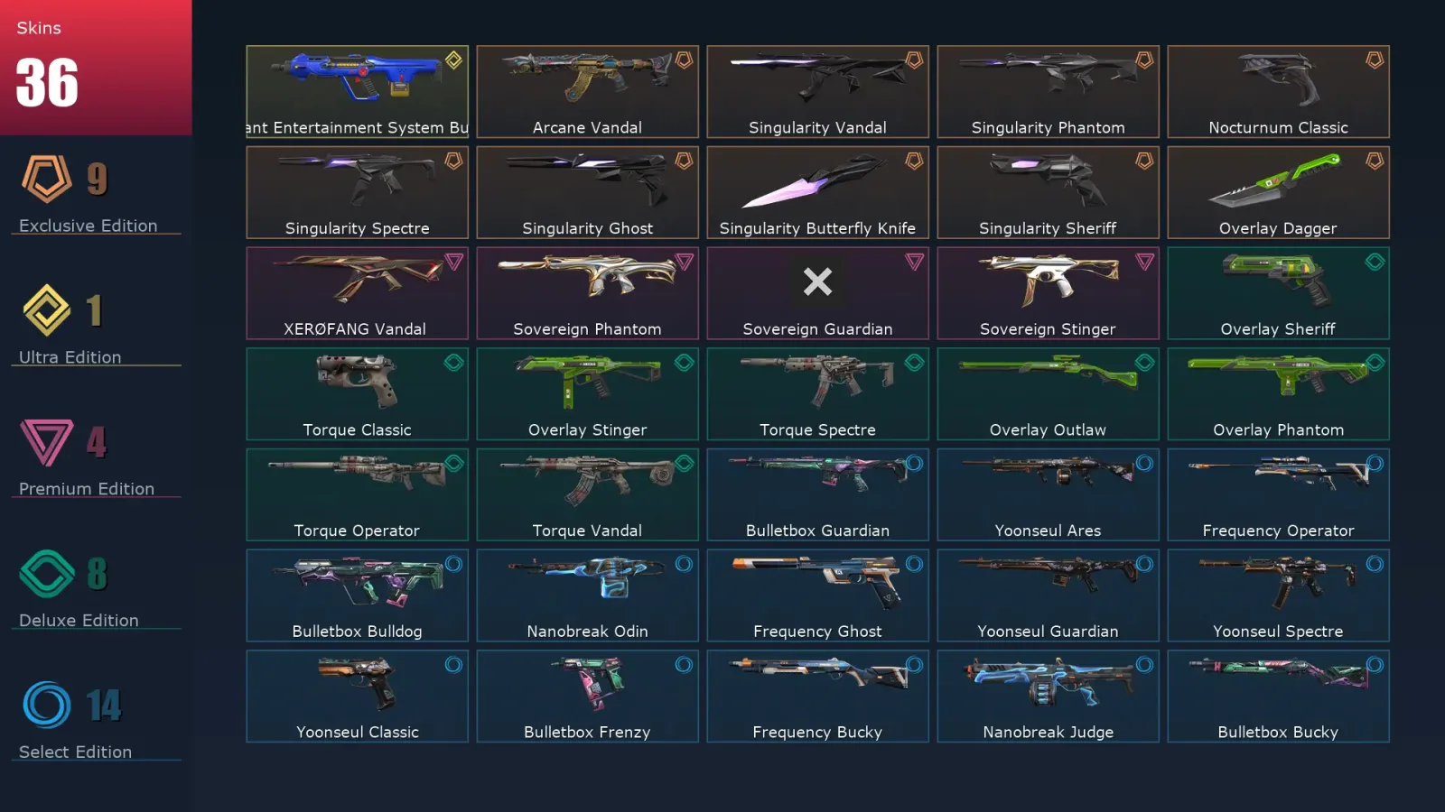 [Valorant] | EU | Level 49 | 16 Agents | 36 Skins