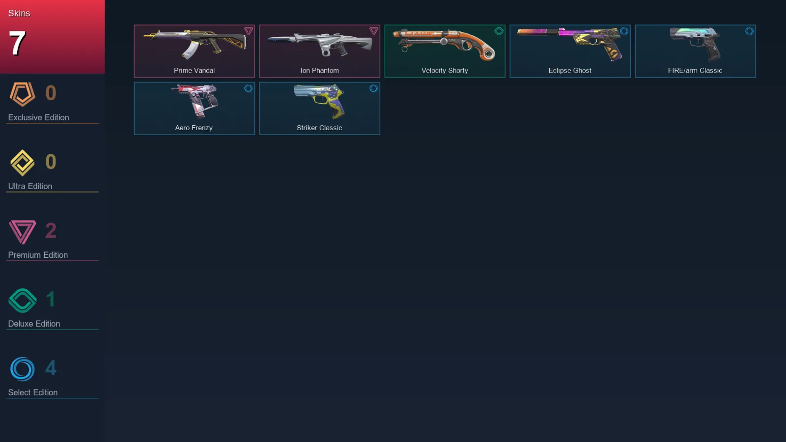 AP | Prime Vandal | Ion Phantom | Velocity Shorty | Eclipse Ghost | 7 Skin | 20 Agent | 37 Buddy | Lv116