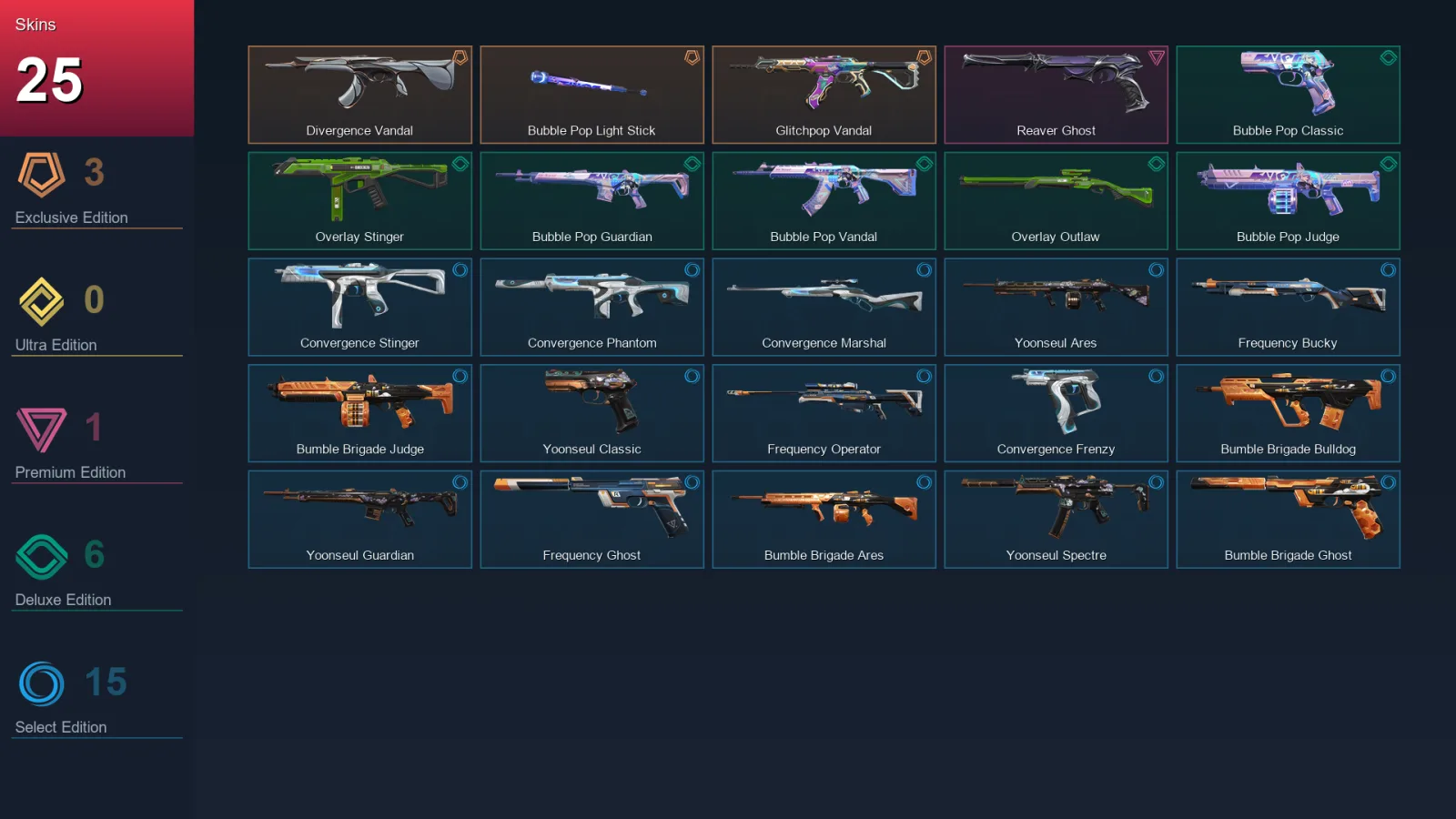 EU | Lv52 | Unranked | 25 Skin | 18 Agent | 28 Buddy