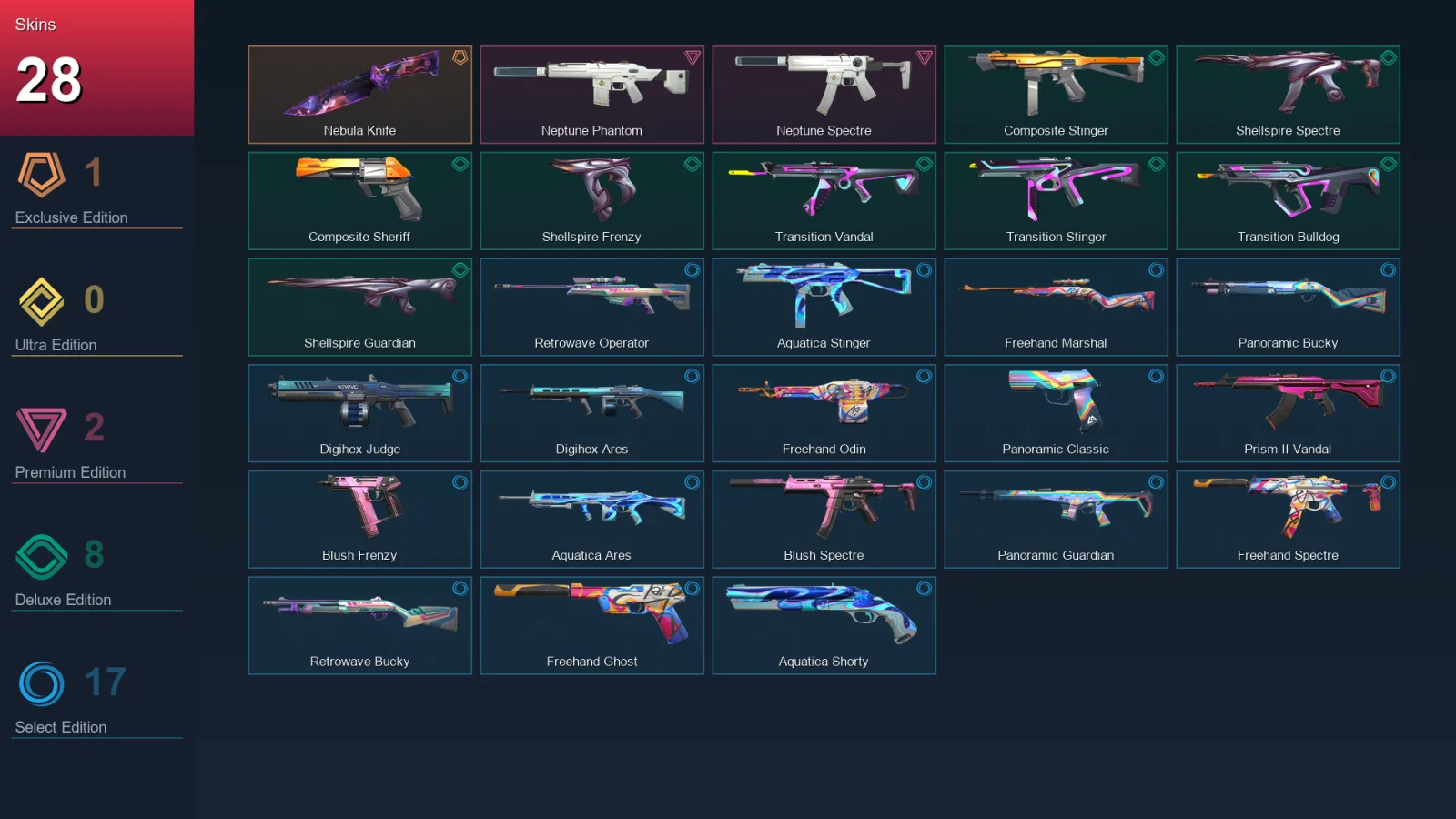 AP | Lv43 | Unranked | 28 Skin | 15 Agent | 21 Buddy