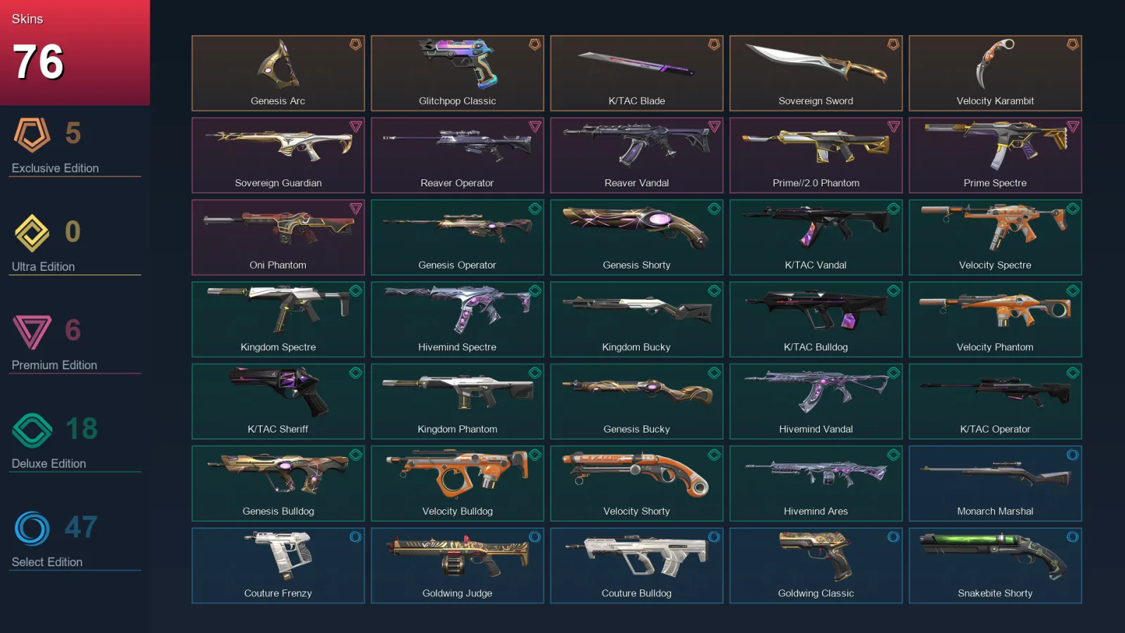 AP | Lv173 | Unranked | 76 Skin | 23 Agent | 94 Buddy