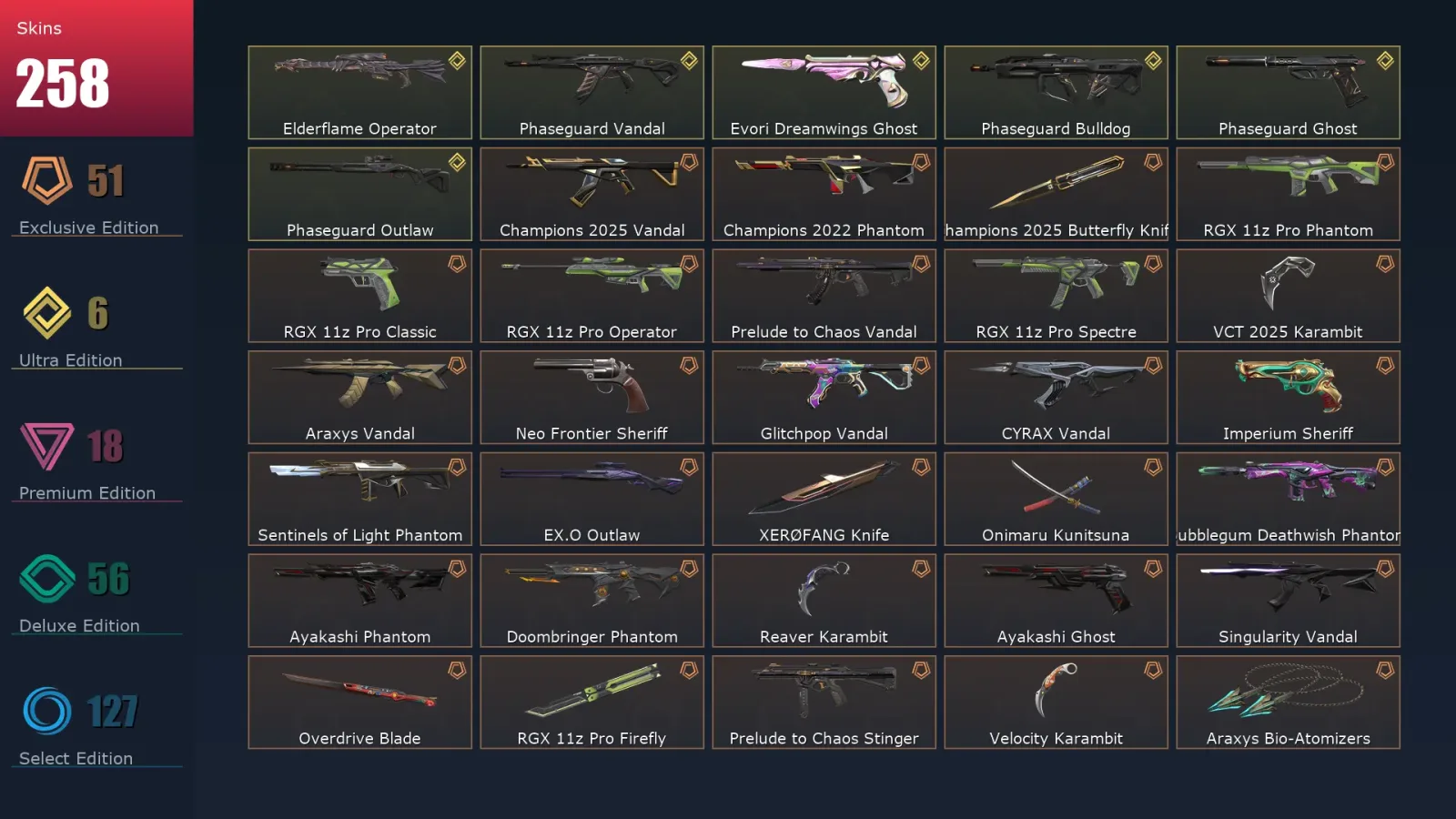 [Valorant] | EU | Level 500 | Ascendant 2 | 29 Agents | 258 Skins — Valorant account