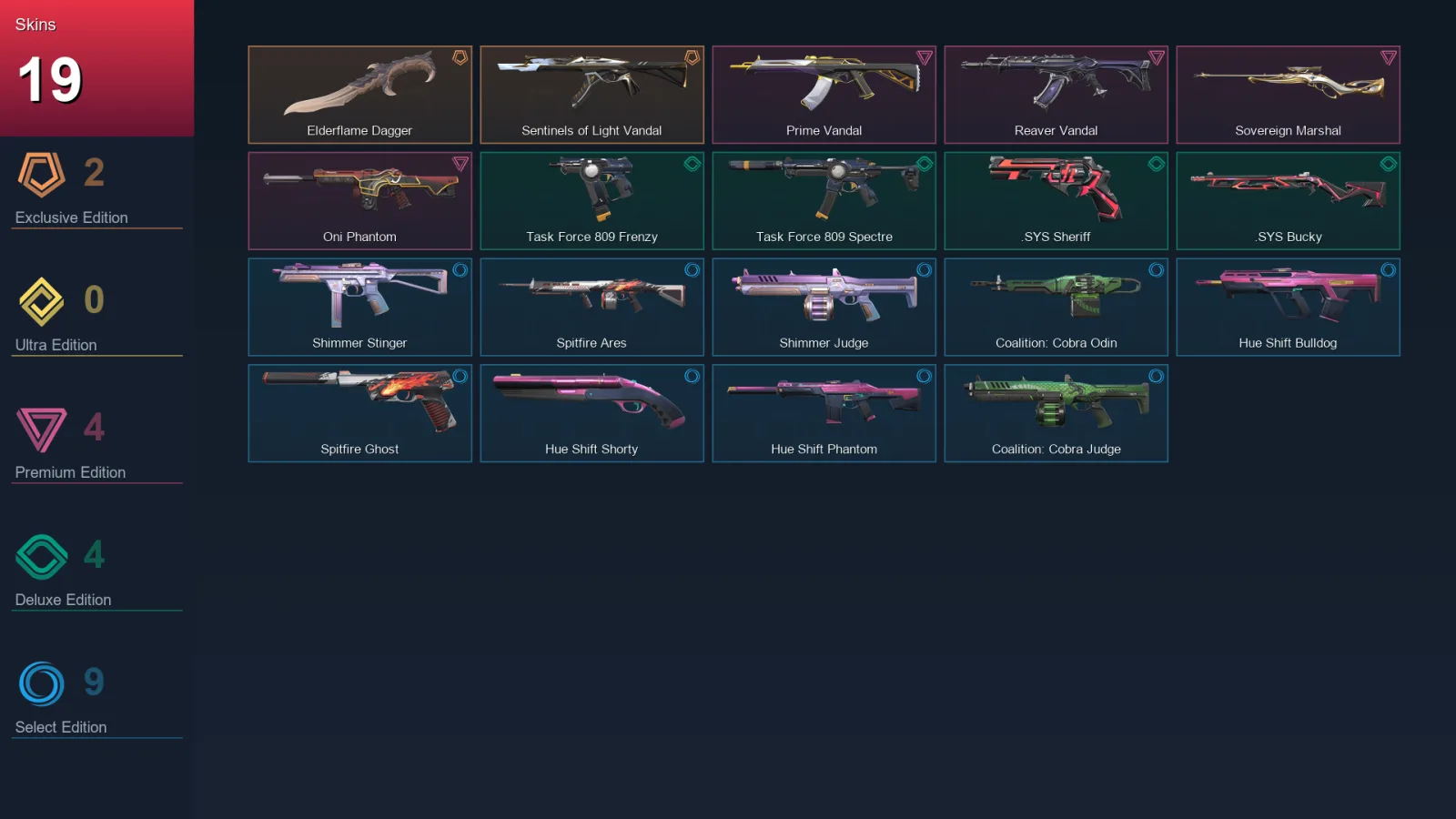 NA | Lv30 | Unranked | 19 Skin | 12 Agent | 15 Buddy — Hue Shift Shorty