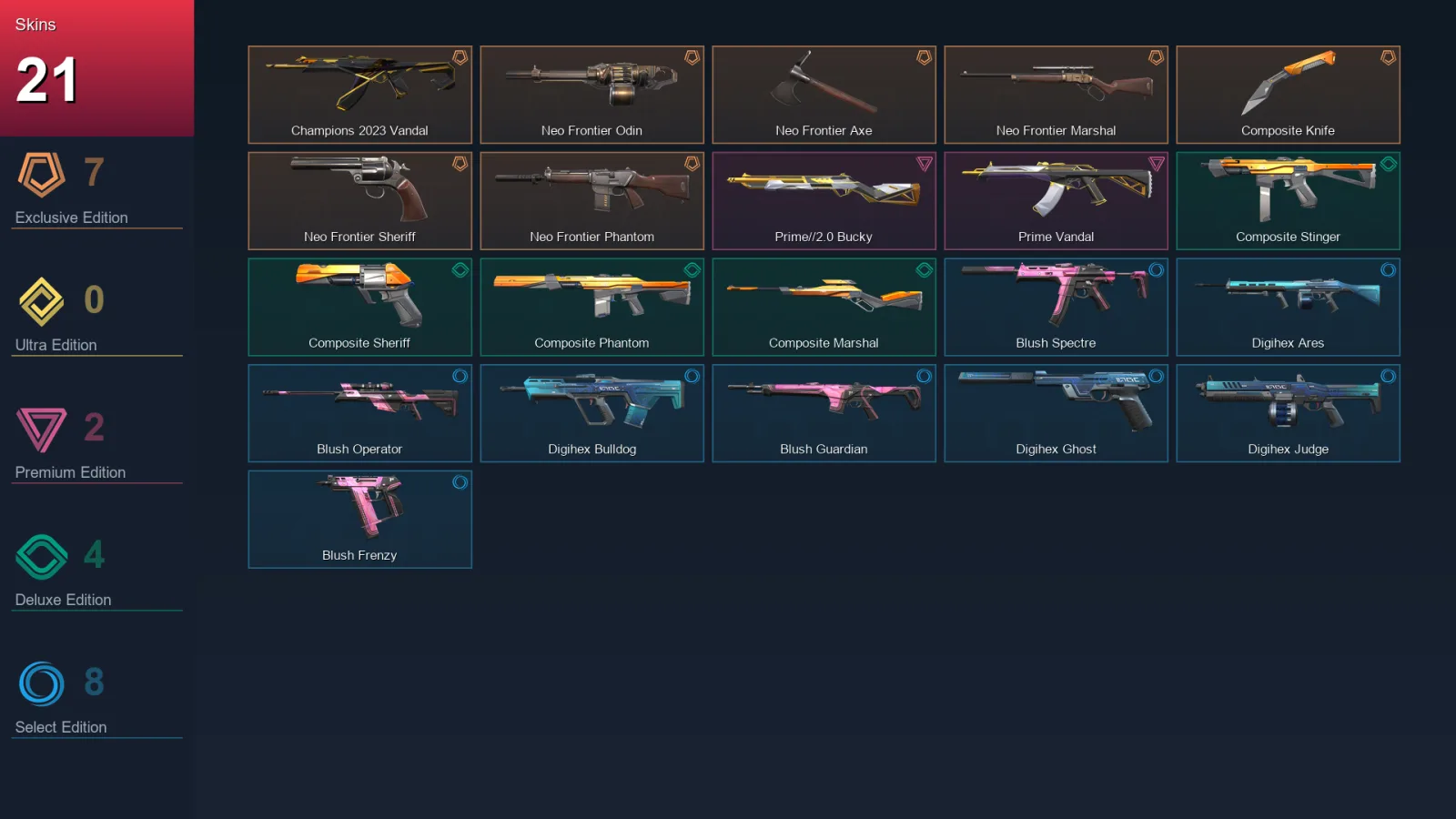 EU | Lv106 | Unranked | 21 Skin | 26 Agent | 63 Buddy