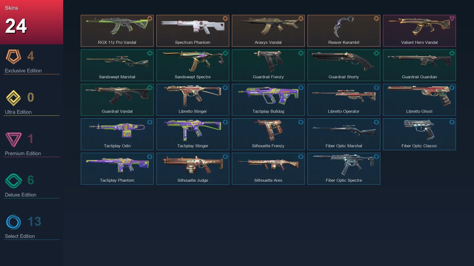 AP | Lv33 | Unranked | 24 Skin | 11 Agent | 20 Buddy