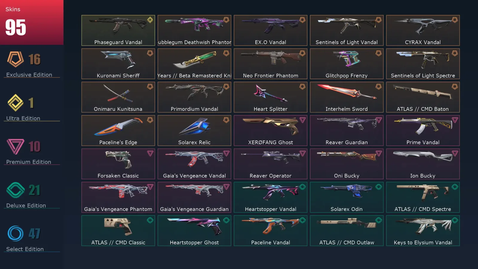 [Valorant] | EU | Level 99 | 29 Agents | 95 Skins — Valorant account