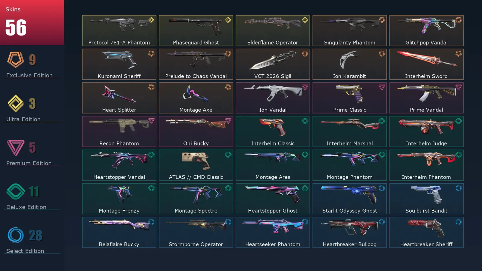 [Valorant] | EU | Level 183 | Diamond 3 | 29 Agents | 56 Skins — Valorant account