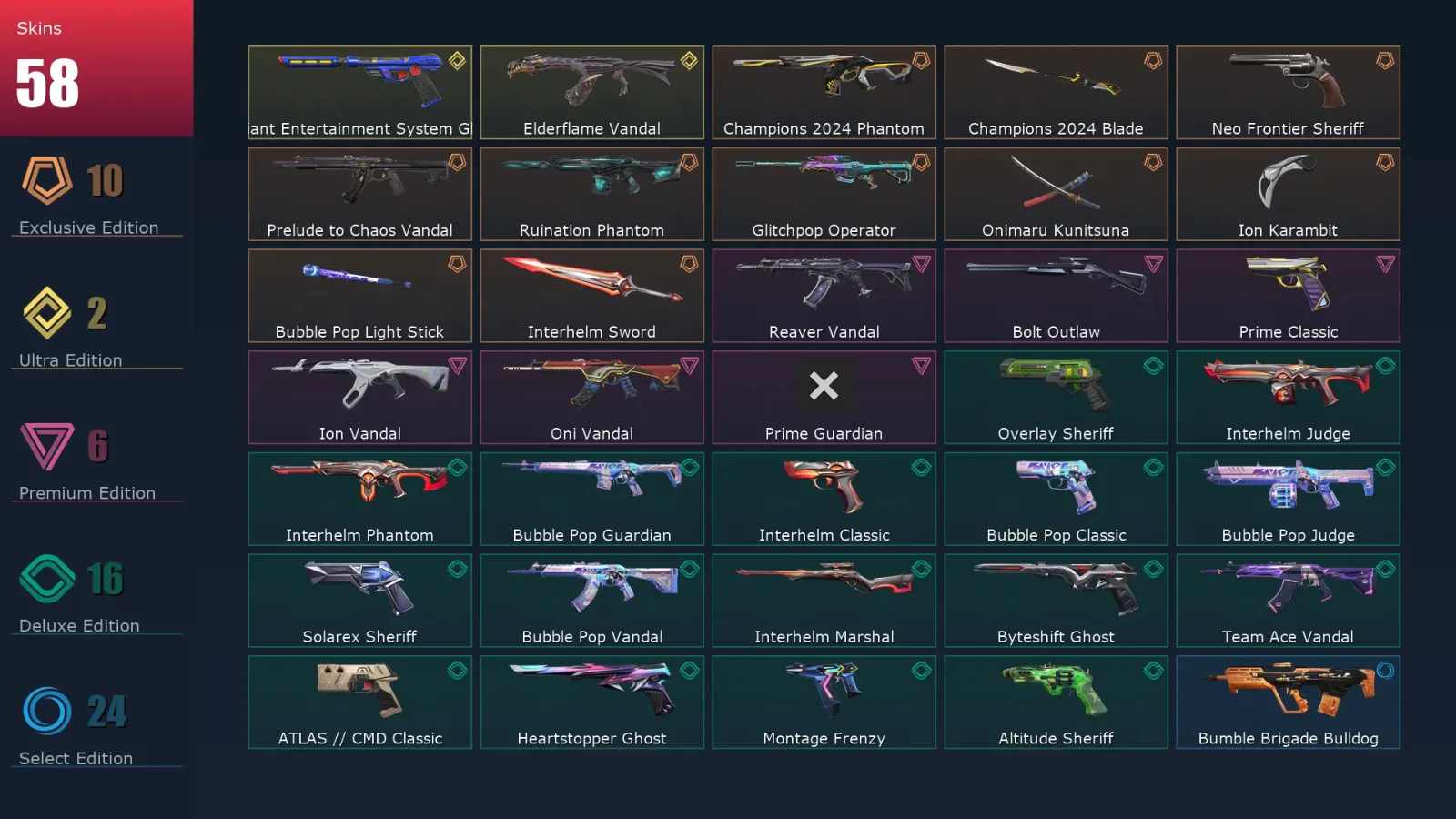 [Valorant] | EU | Level 195 | Diamond 3 | 29 Agents | 58 Skins — Valorant account
