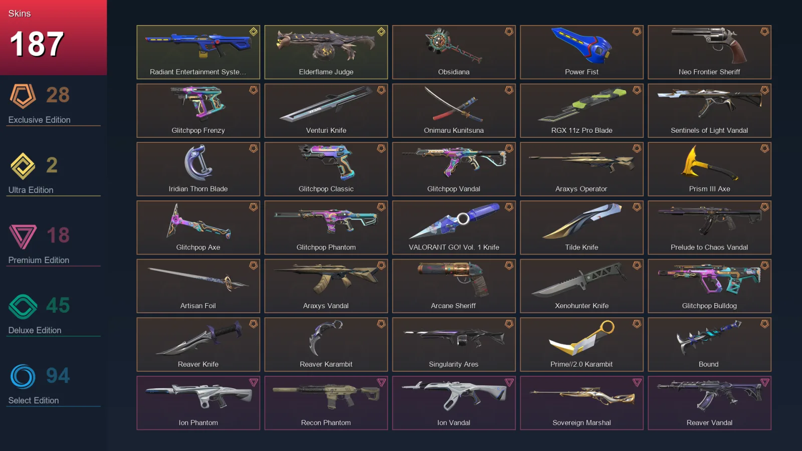 AP | Lv277 | Unranked | 187 Skin | 29 Agent | 178 Buddy — Valorant account