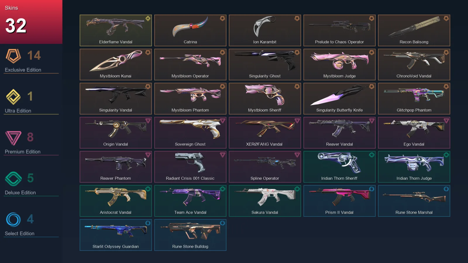 EU | Lv53 | Unranked | 32 Skin | 20 Agent | 23 Buddy