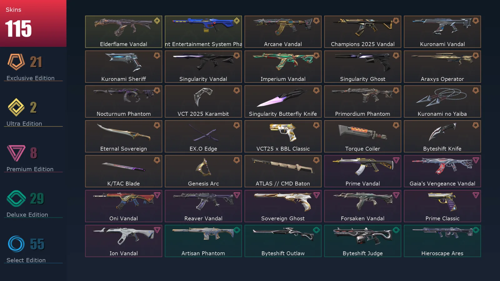 [Valorant] | EU | Level 270 | 29 Agents | 115 Skins