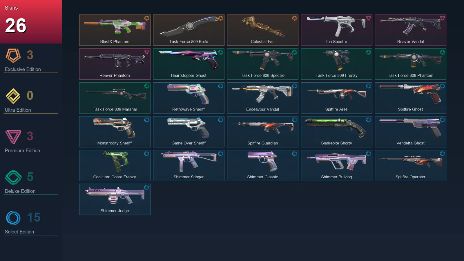 EU | Lv188 | Unranked | 26 Skin | 28 Agent | 89 Buddy