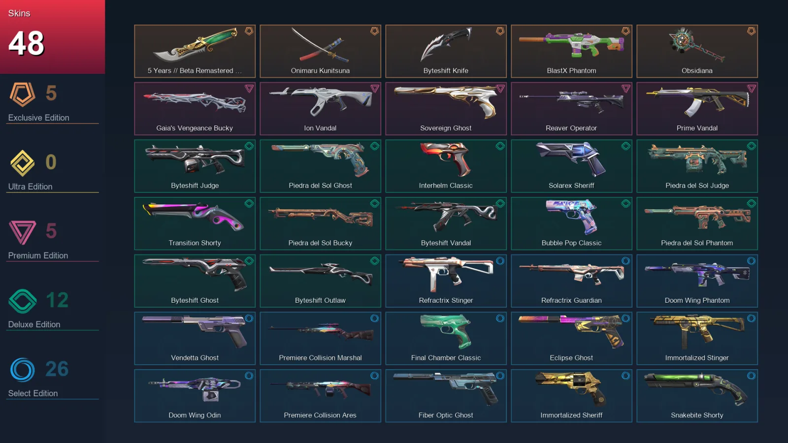 EU | Lv314 | Platinum II | 48 Skin | 28 Agent | 145 Buddy