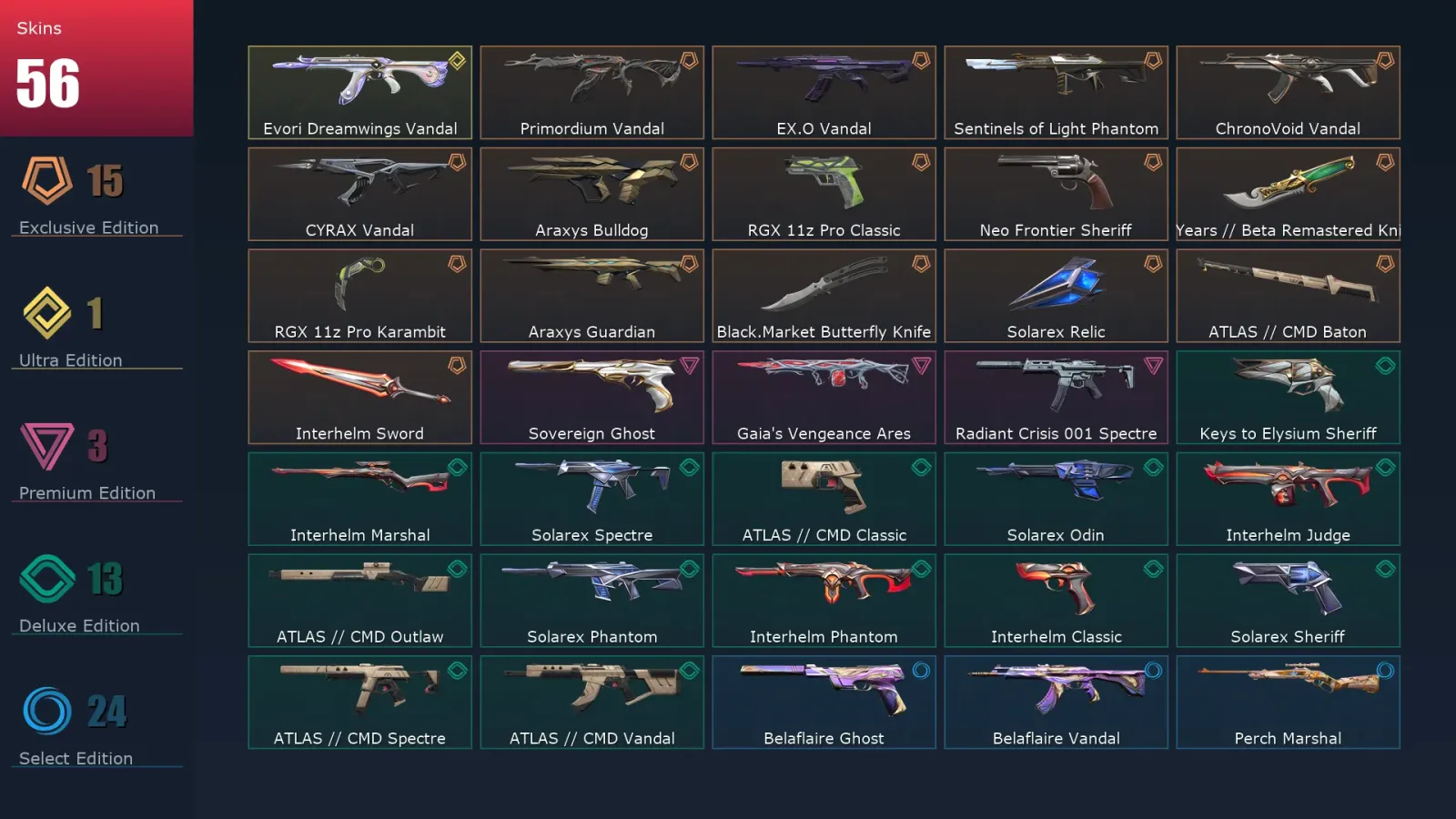 [Valorant] | EU | Level 110 | 25 Agents | 56 Skins — Valorant account