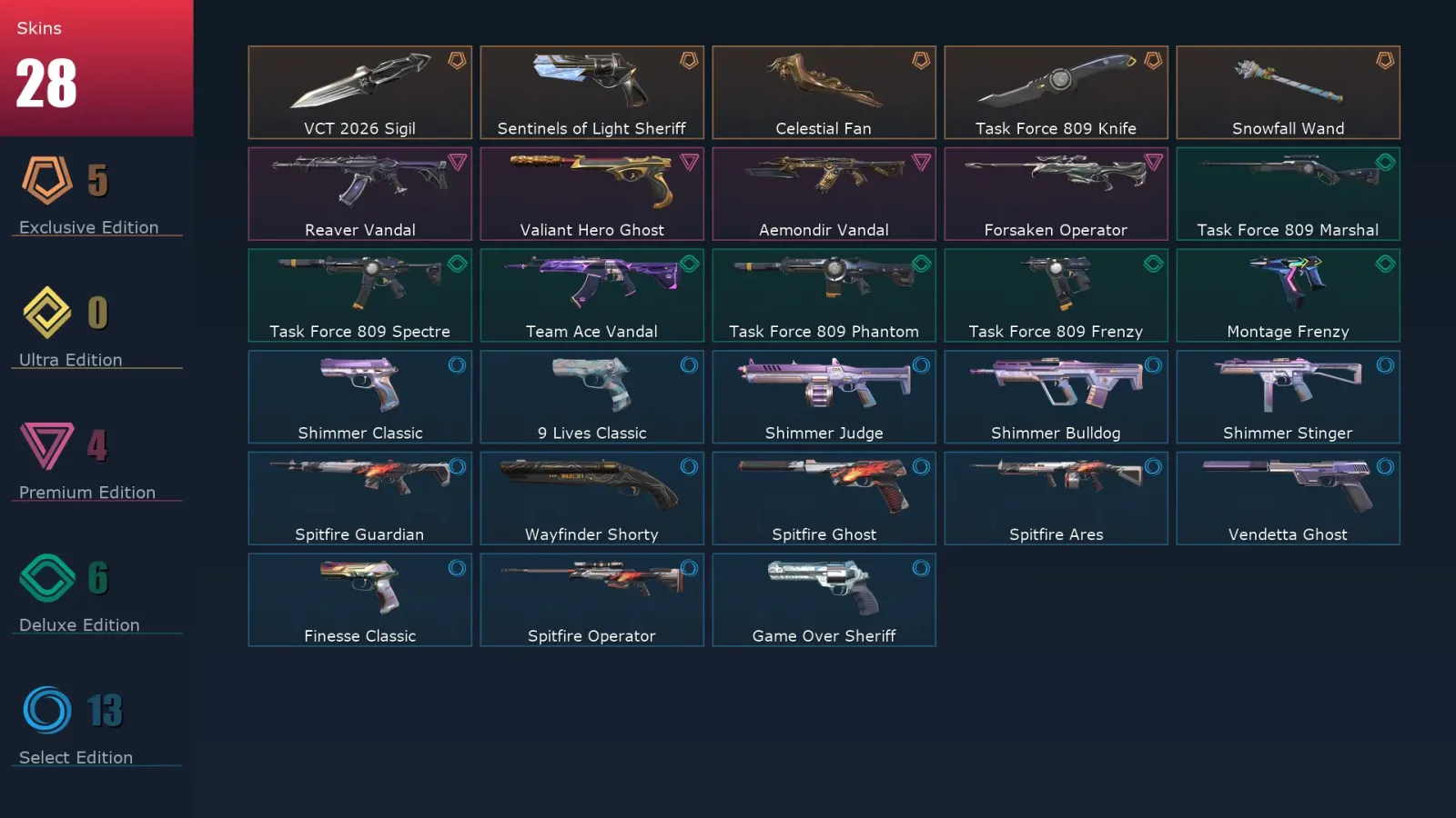 [Valorant] | EU | Level 155 | 28 Agents | 28 Skins