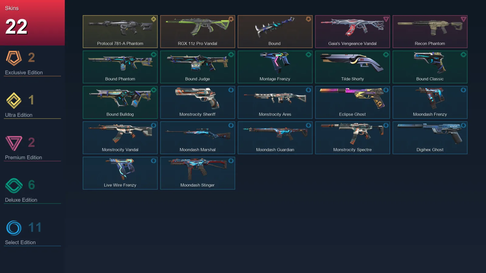 AP | Lv130 | Unranked | 22 Skin | 28 Agent | 55 Buddy