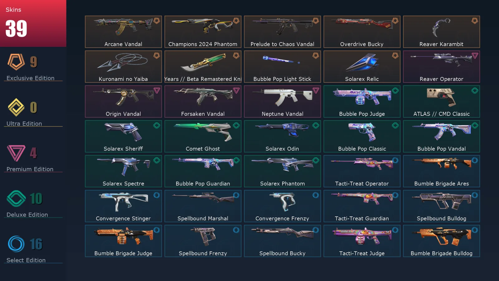[Valorant] | EU | Level 91 | Silver 3 | 23 Agents | 39 Skins