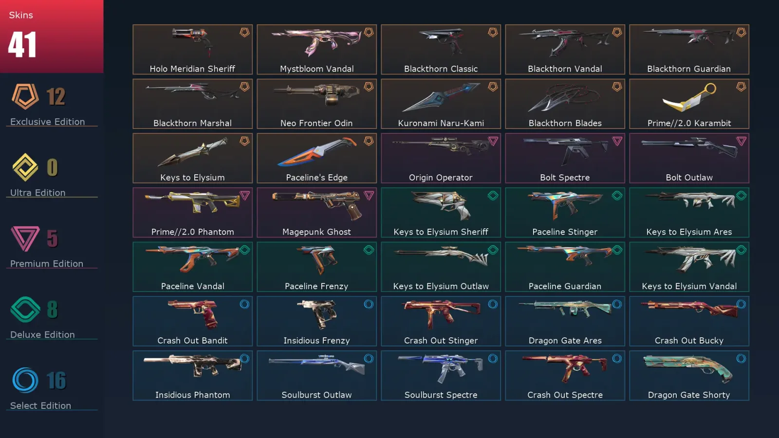 [Valorant] | EU | Level 72 | Ascendant 2 | 20 Agents | 41 Skins — Valorant account