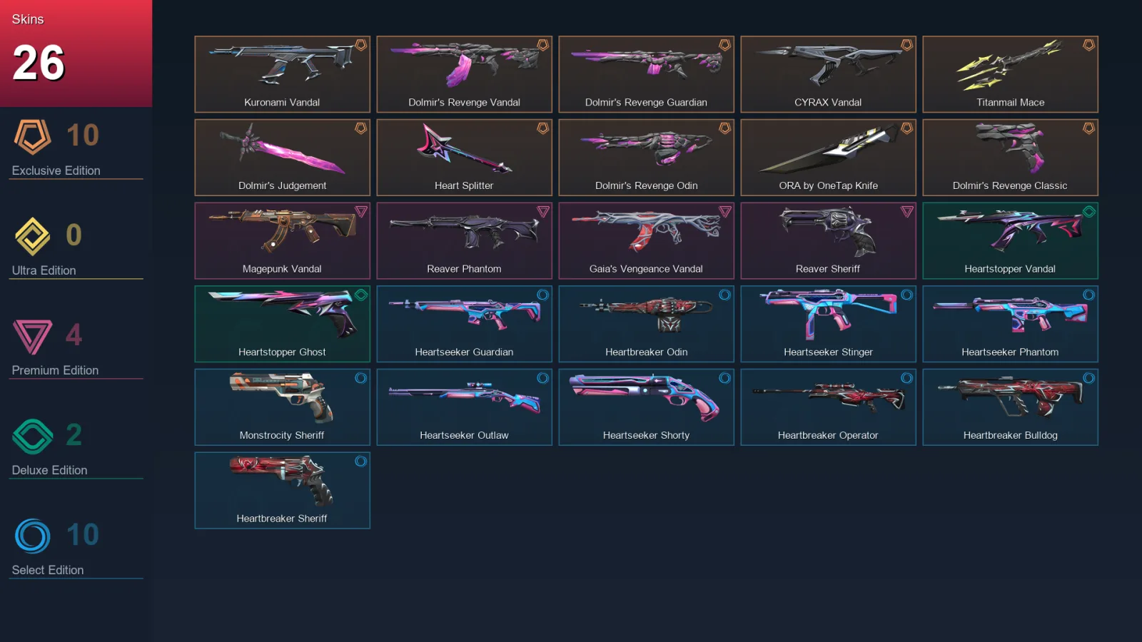 EU | Lv83 | Unranked | 26 Skin | 27 Agent | 29 Buddy