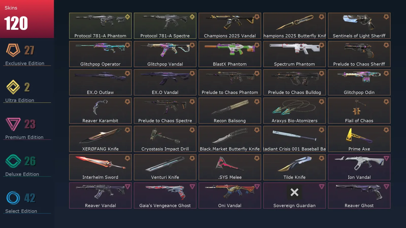 [Valorant] | EU | Level 425 | 28 Agents | 120 Skins