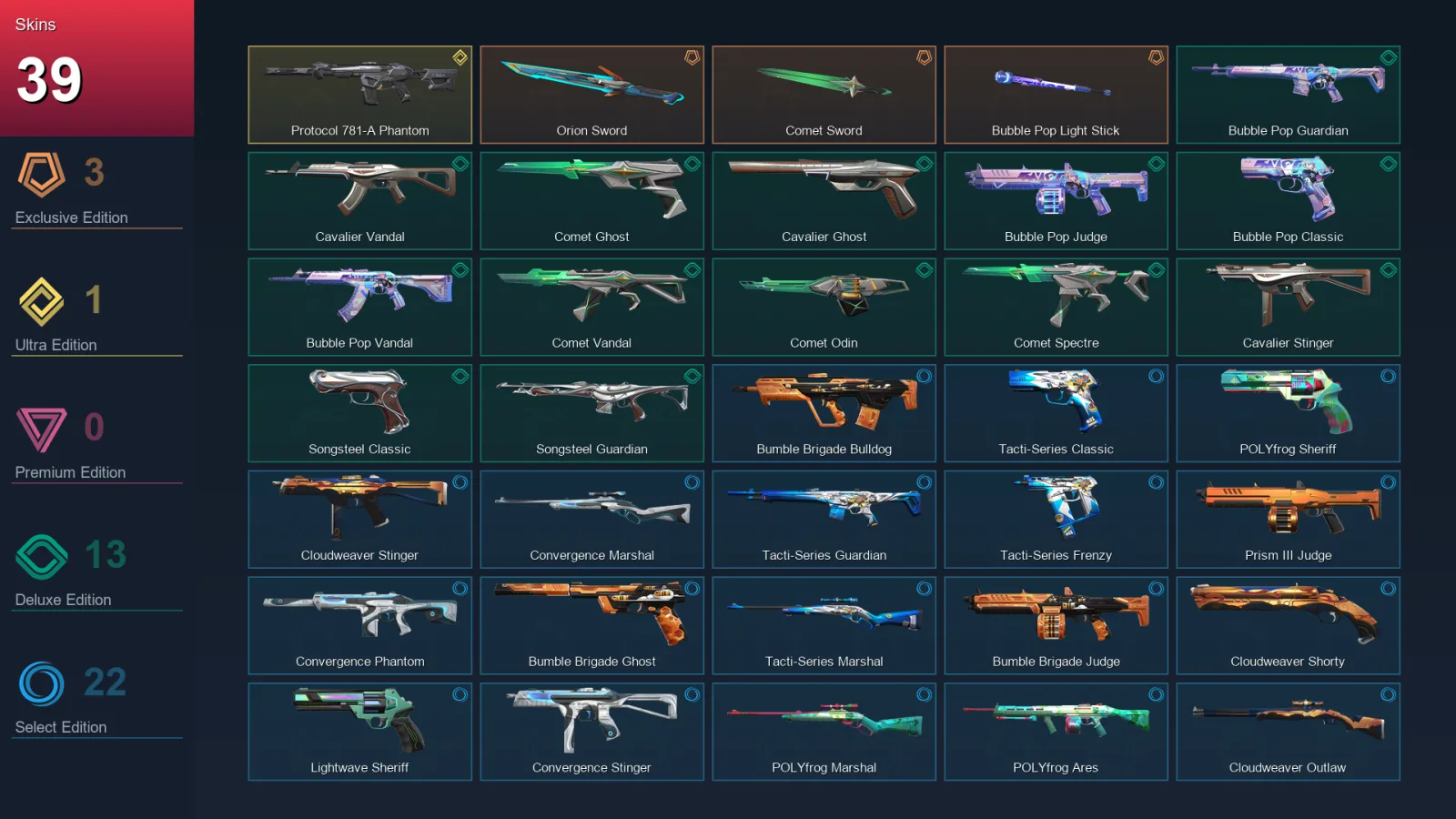 EU | Lv91 | Unranked | 39 Skin | 25 Agent | 48 Buddy
