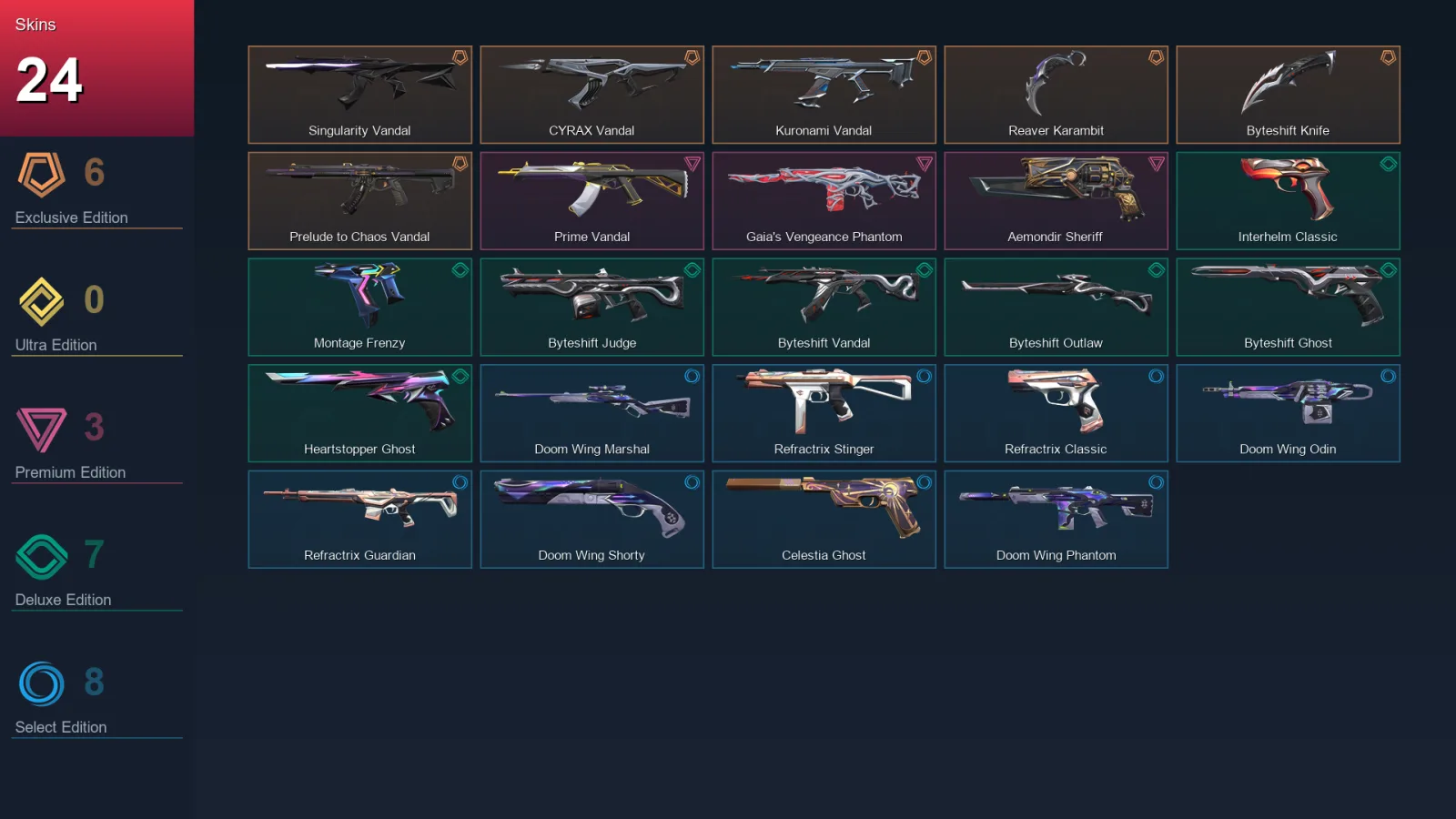 EU | Lv169 | Unranked | 24 Skin | 29 Agent | 45 Buddy