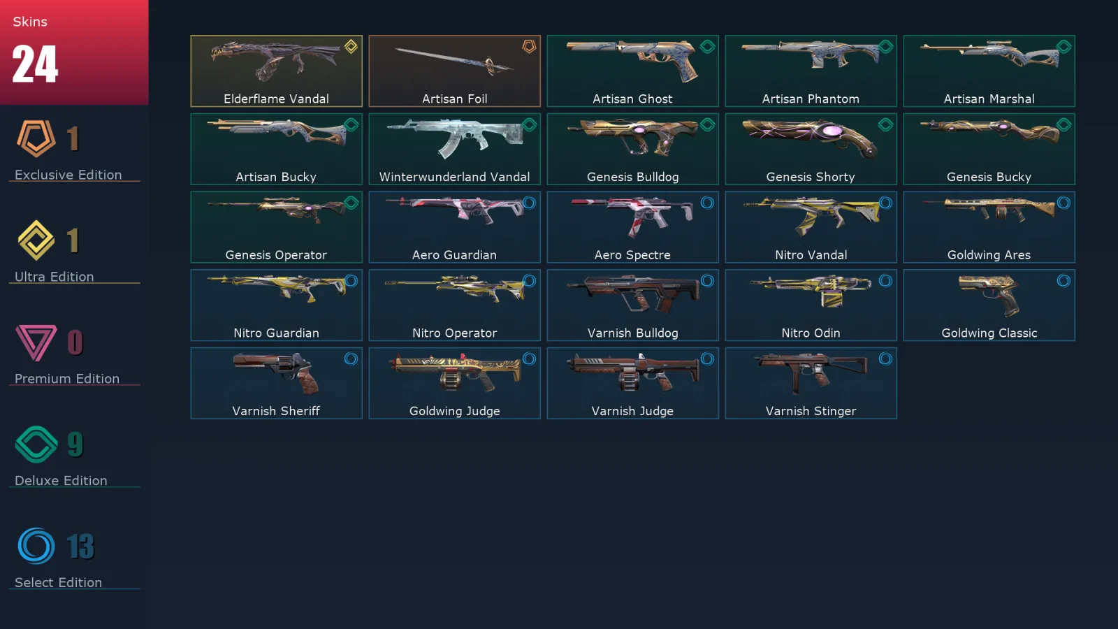 [Valorant] | EU | Level 56 | 19 Agents | 24 Skins