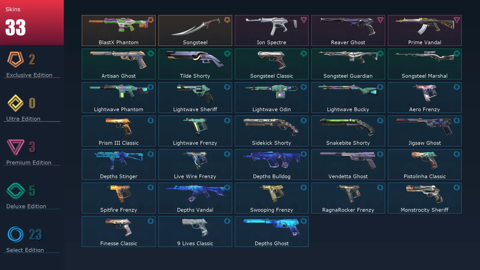 [Valorant] | EU | Level 245 | 26 Agents | 33 Skins