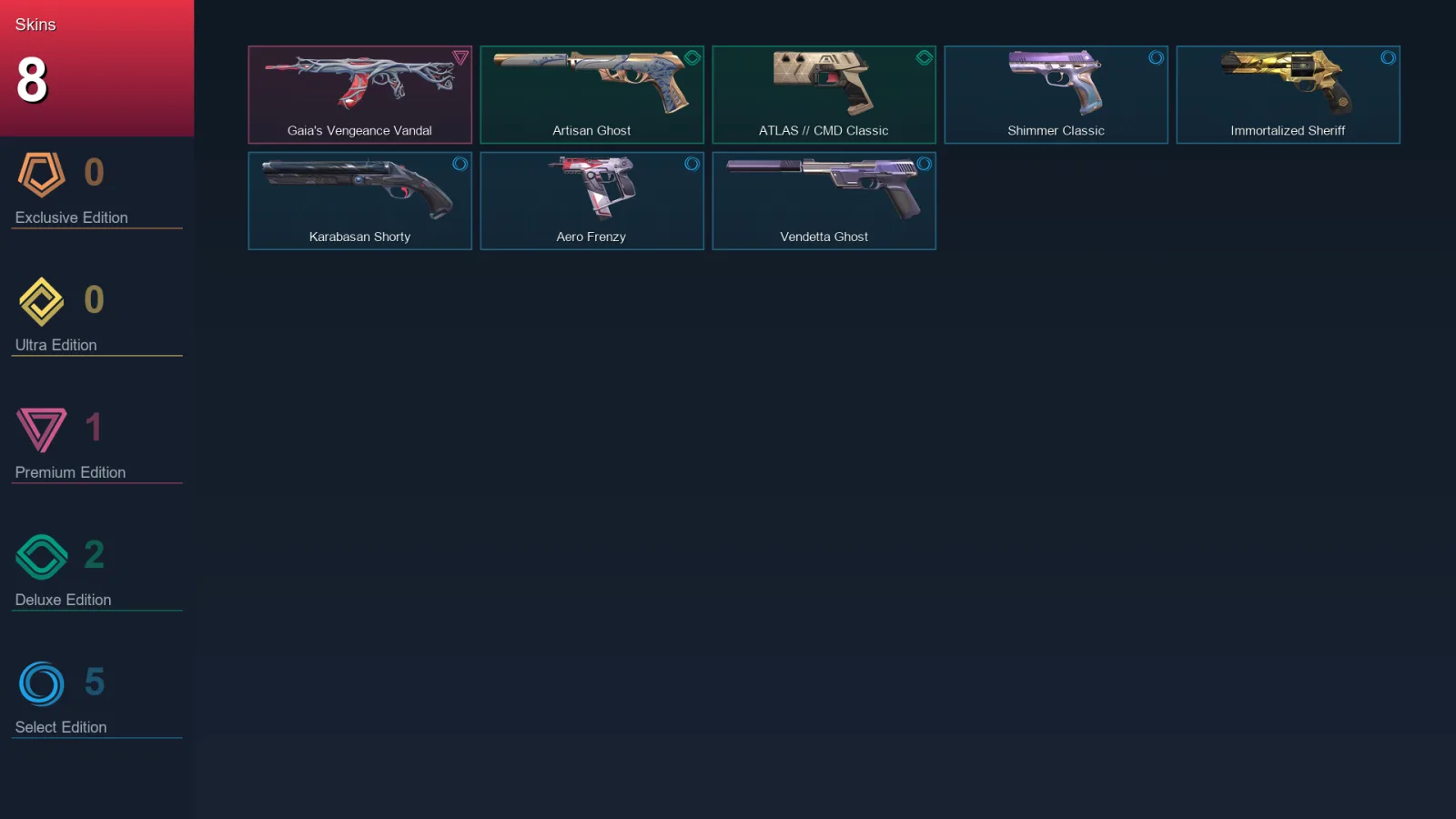 AP | Lv128 | Unranked | 8 Skin | 22 Agent | 41 Buddy