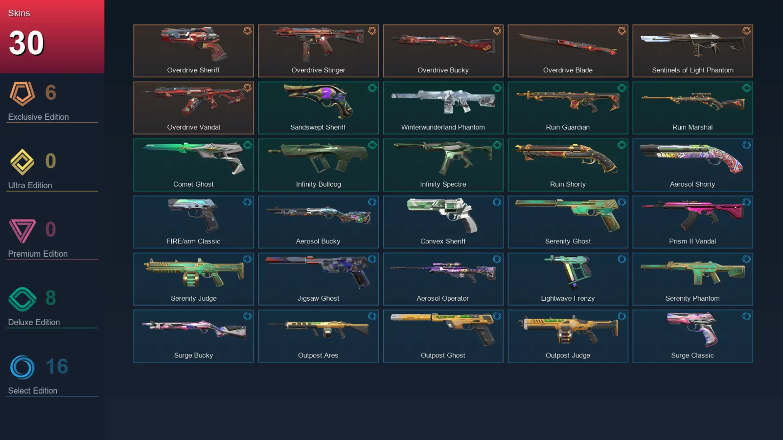 AP | Lv173 | Unranked | 30 Skin | 26 Agent | 72 Buddy