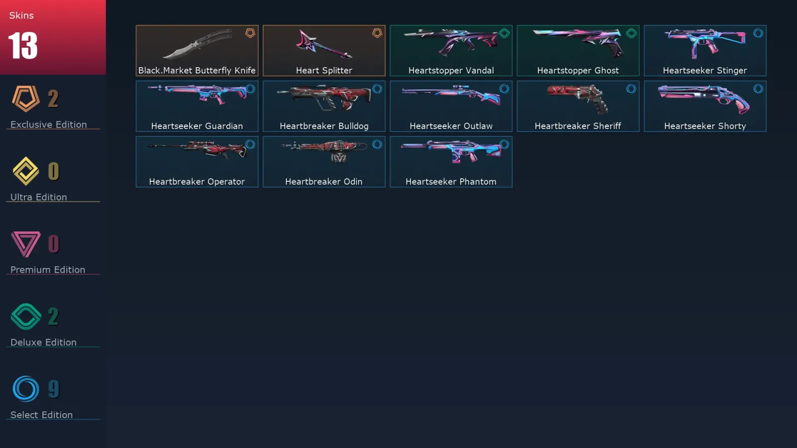 [Valorant] | EU | Level 33 | 9 Agents | 13 Skins