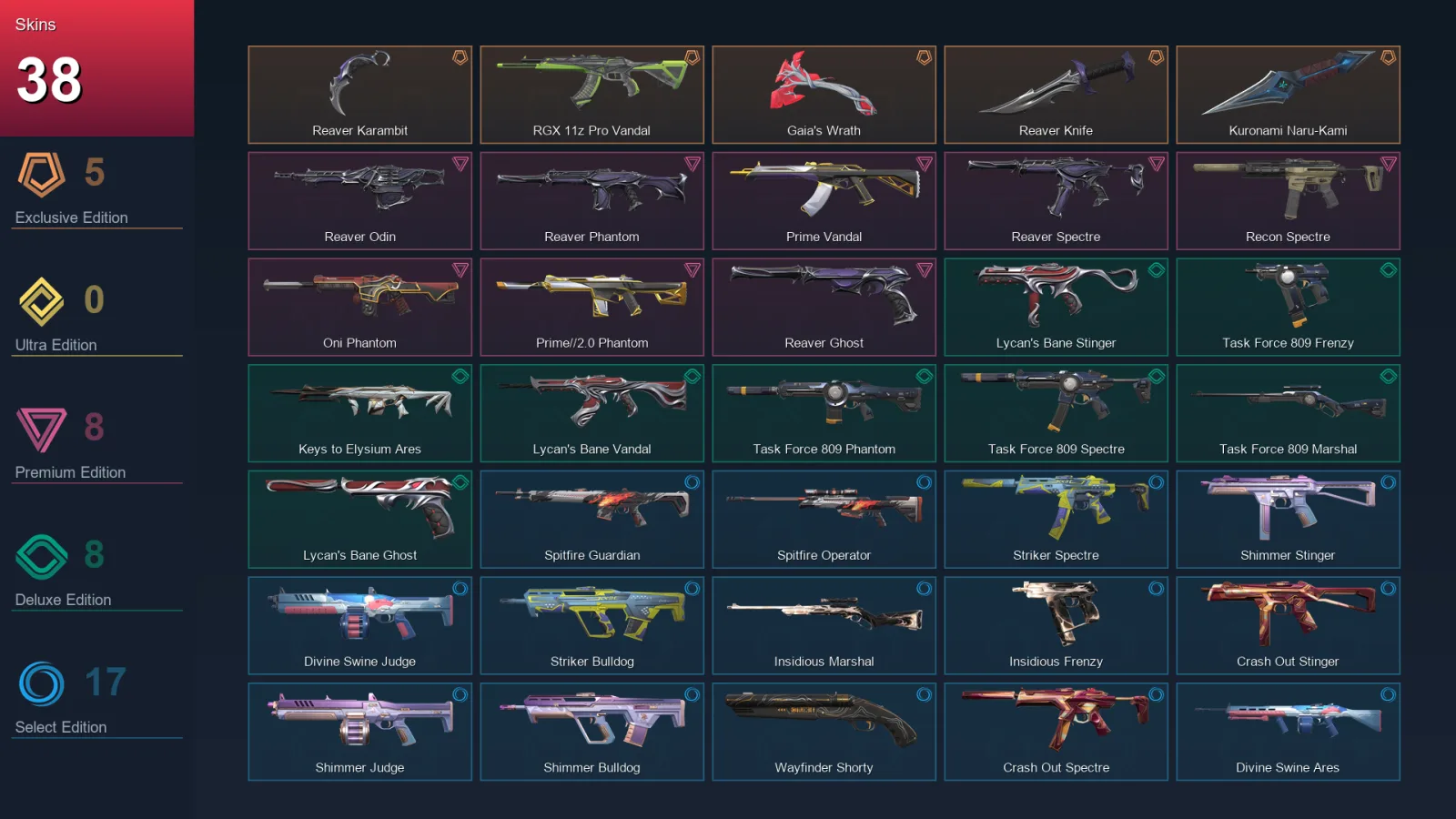EU | Lv51 | Unranked | 38 Skin | 14 Agent | 37 Buddy