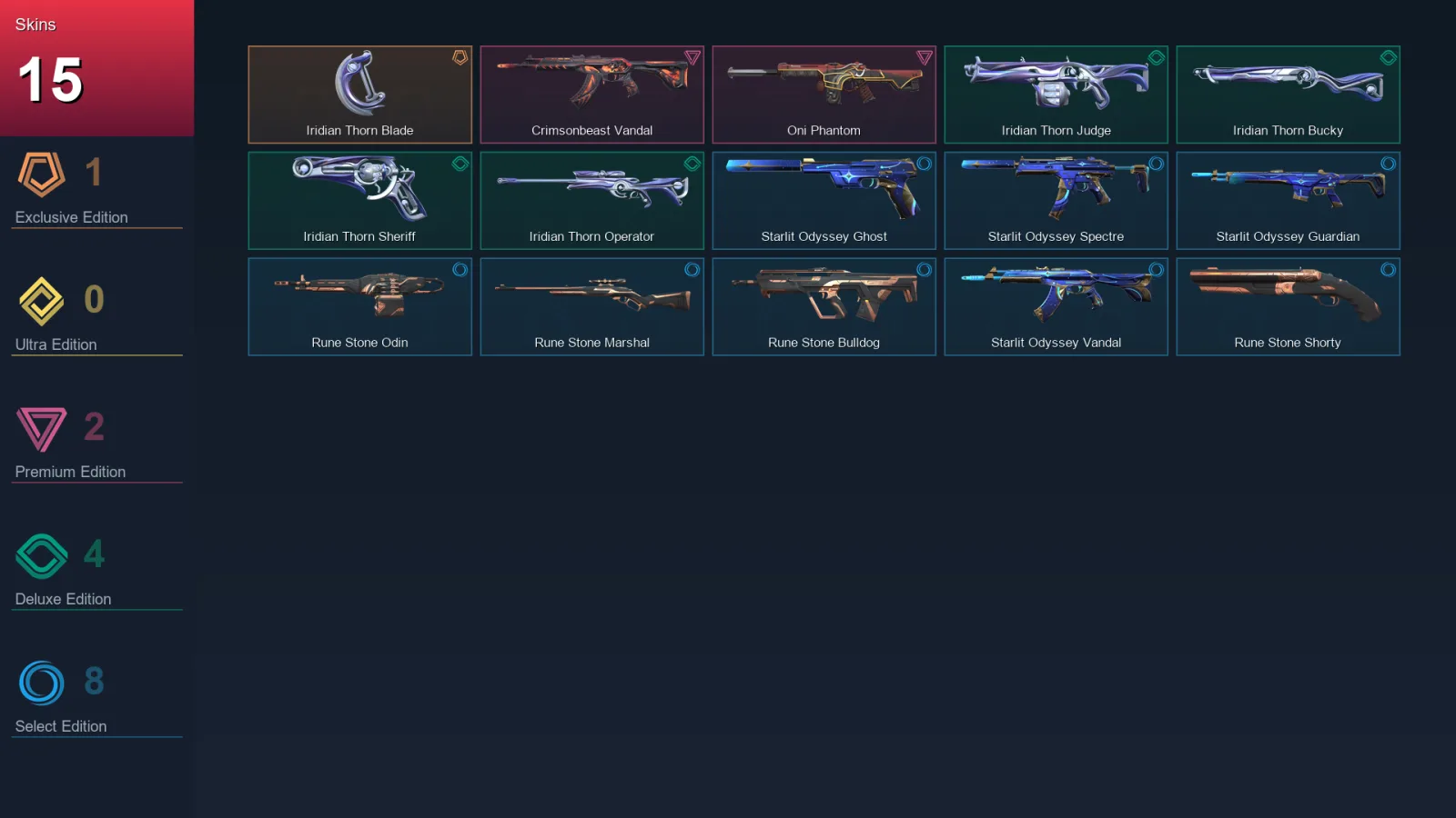 NA | Lv35 | Unranked | 15 Skin | 10 Agent | 18 Buddy