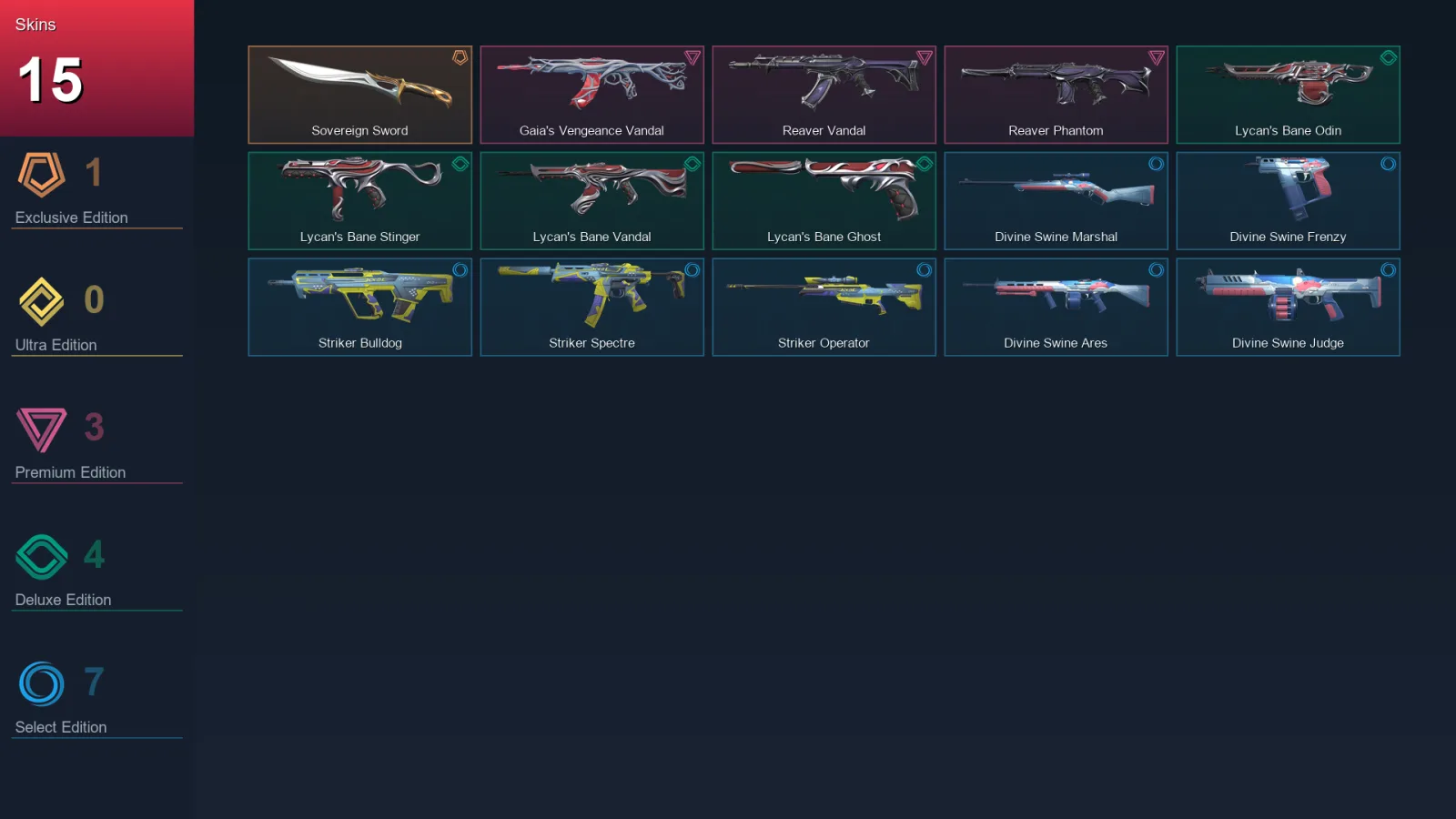 NA | Lv60 | Unranked | 15 Skin | 23 Agent | 33 Buddy