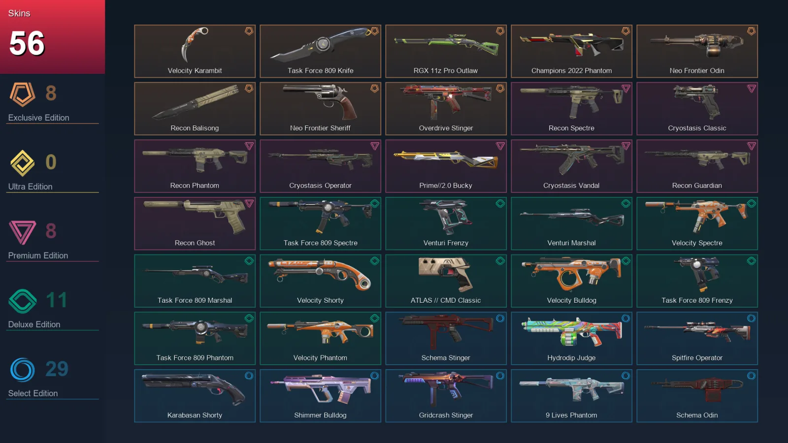 AP | Lv139 | Unranked | 56 Skin | 28 Agent | 81 Buddy
