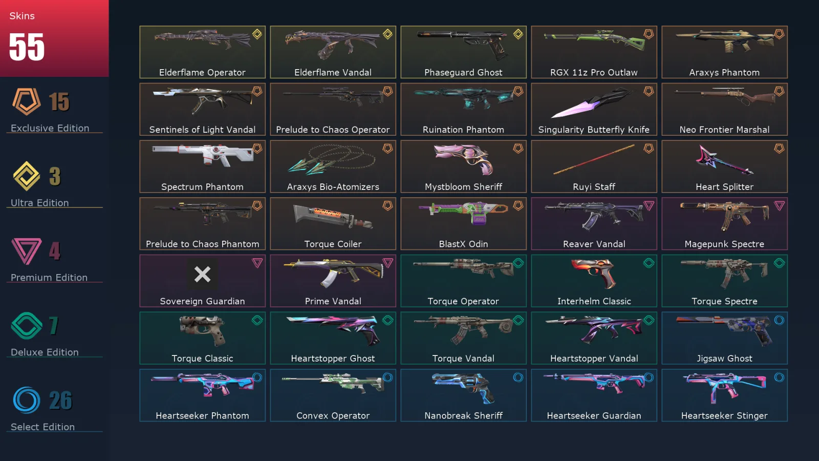 [Valorant] | EU | Level 171 | 28 Agents | 55 Skins