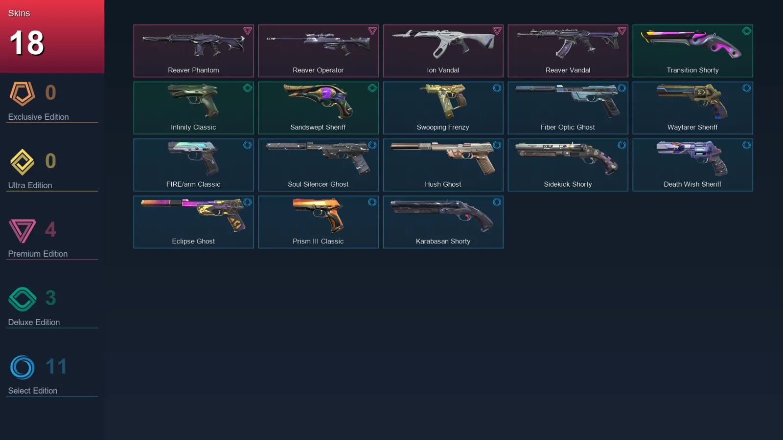 EU | Lv202 | Unranked | 18 Skin | 27 Agent | 86 Buddy