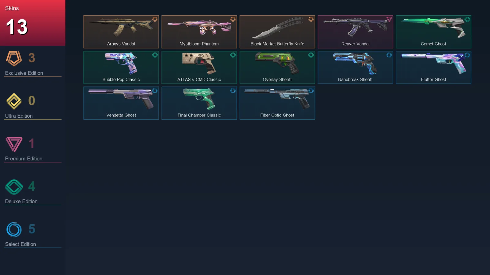 BR | Araxys Vandal | Mystbloom Phantom | Black.Market Butterfly Knife | Reaver Vandal | 13 Skin | 23 Agent | 62 Buddy | Lv184